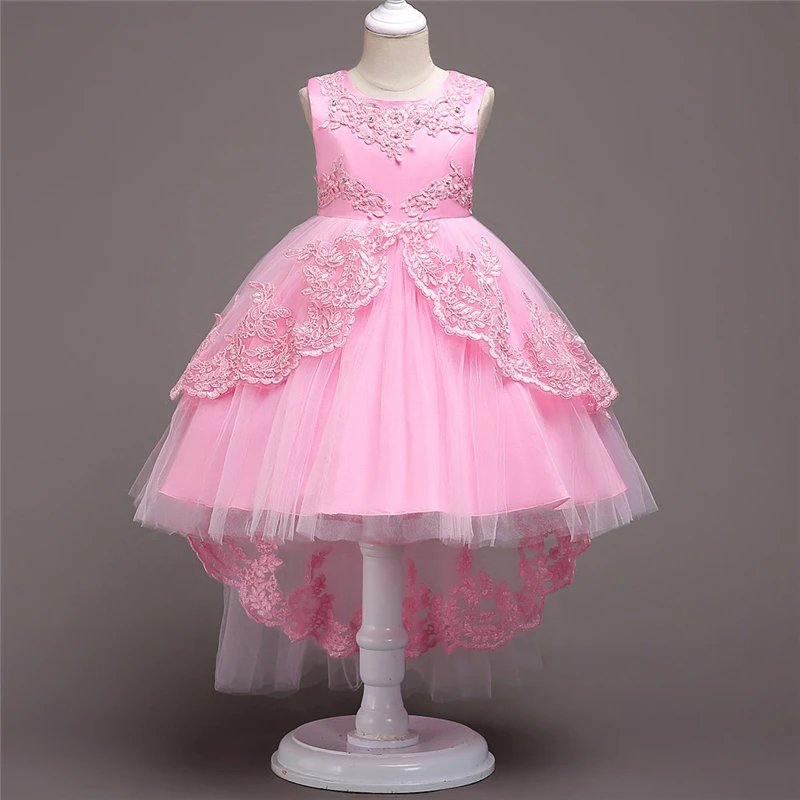 

Girls Dresses Summer 2018 Teens Girls Beading Dress Children Embroidered Lace Crochet Clothing Kids High Low Clothes 3-15 Years