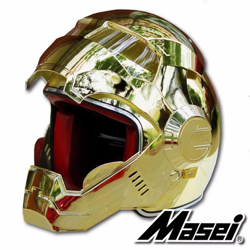 Masei велосипед скутер мото гальванический Стразы золотистые металлические Мужские Шлем rcycle шлем половина шлем открытый лицо шлем-каска moto cross