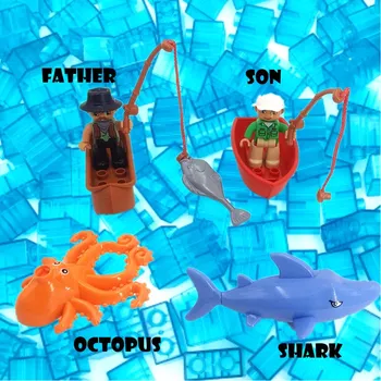 

Aquatic Creatures Sea Fishing Building Blocks Big Size Block Bricks Compatible with Duploed Parts Toys for Children kids gift
