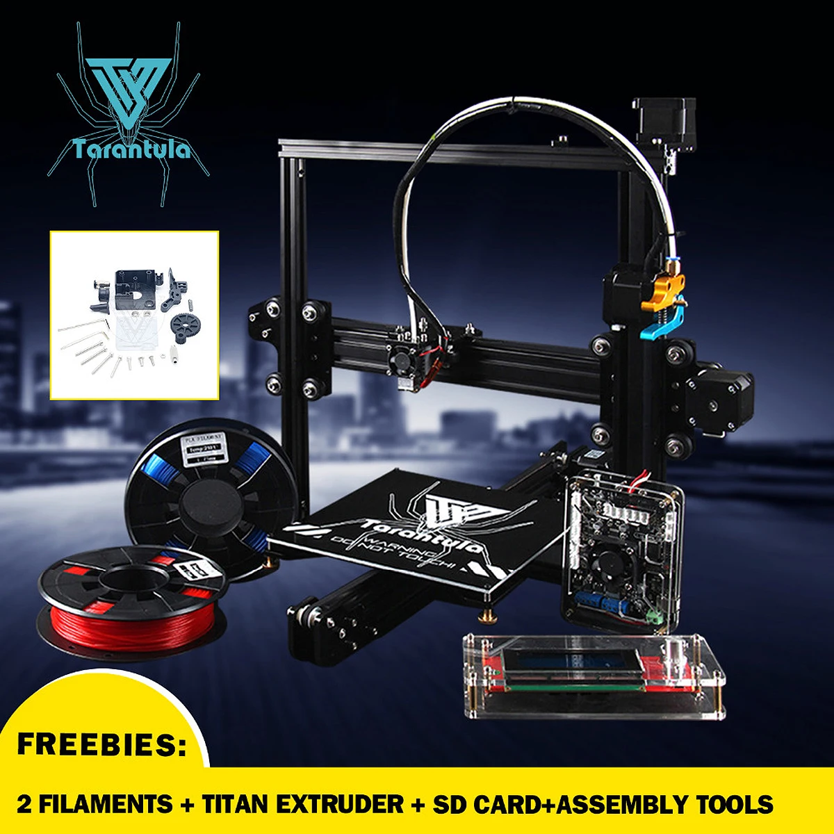 

Tarantula Standard DIY 3D Printer Kit Pru sa I3 Aluminium Alloy Frame 200x200x200mm Printing Size 1.75mm 0.4mm Nozzle