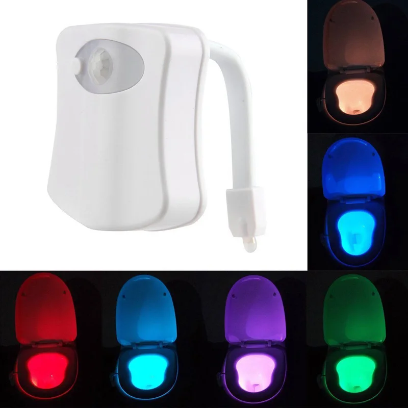 8 Colors LED Toilet Nightlight Motion Activated Light Sensitive Dusk to Dawn Battery operated