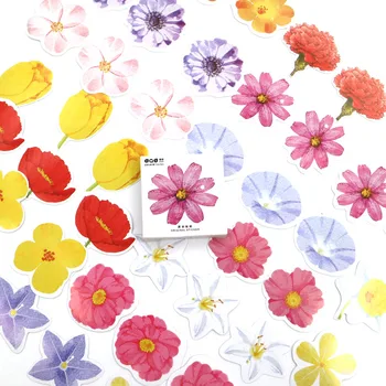 

Cute Kawaii Flower Papers Stickers Flakes Vintage Romantic Love For Diary Decoration Diy Scrapbooking Sticker 45 Pcs/box