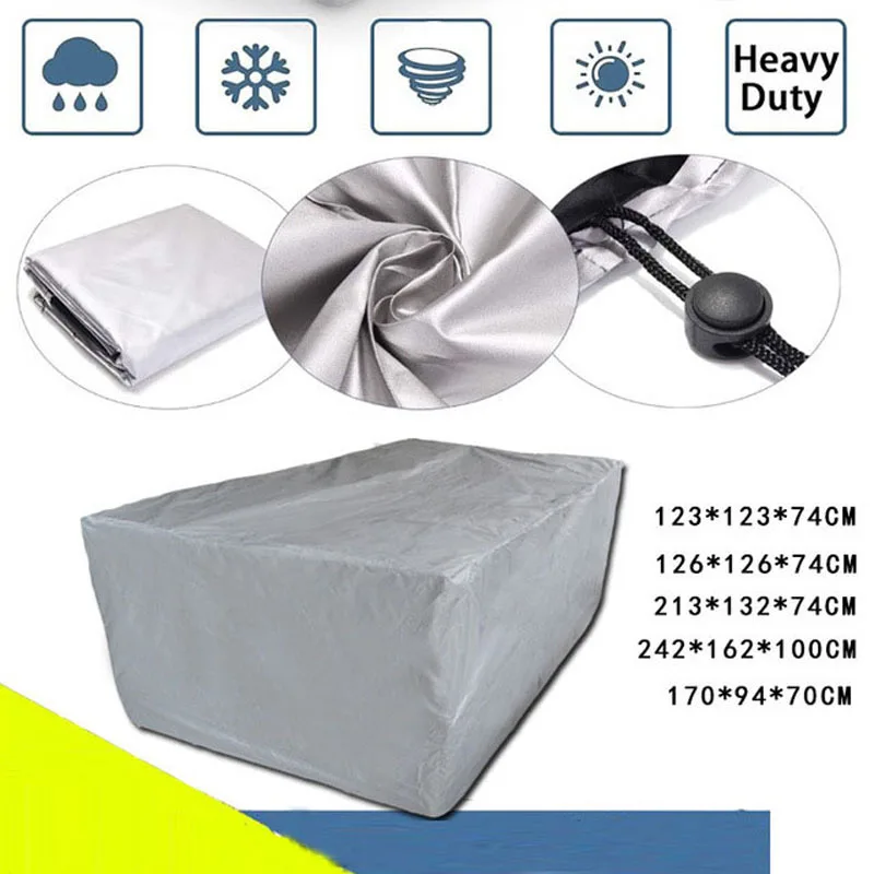 

8 Sizes Silver Waterproof Outdoor Patio Garden Furniture Covers Rain Snow Chair covers for Sofa Table Chair Dust Proof Cover