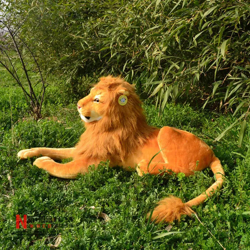 

2019 Giant Big Stuffed Simulation Lion Plush Soft Toys Lying Lion Doll Gift 90cm Unicorn Plush Plush Toys Stuffed Animals