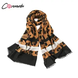 Conmoto шесть Цвет пикантные шарф с леопардовым принтом Для женщин 2018 зима Повседневное длинный шарф женский платок