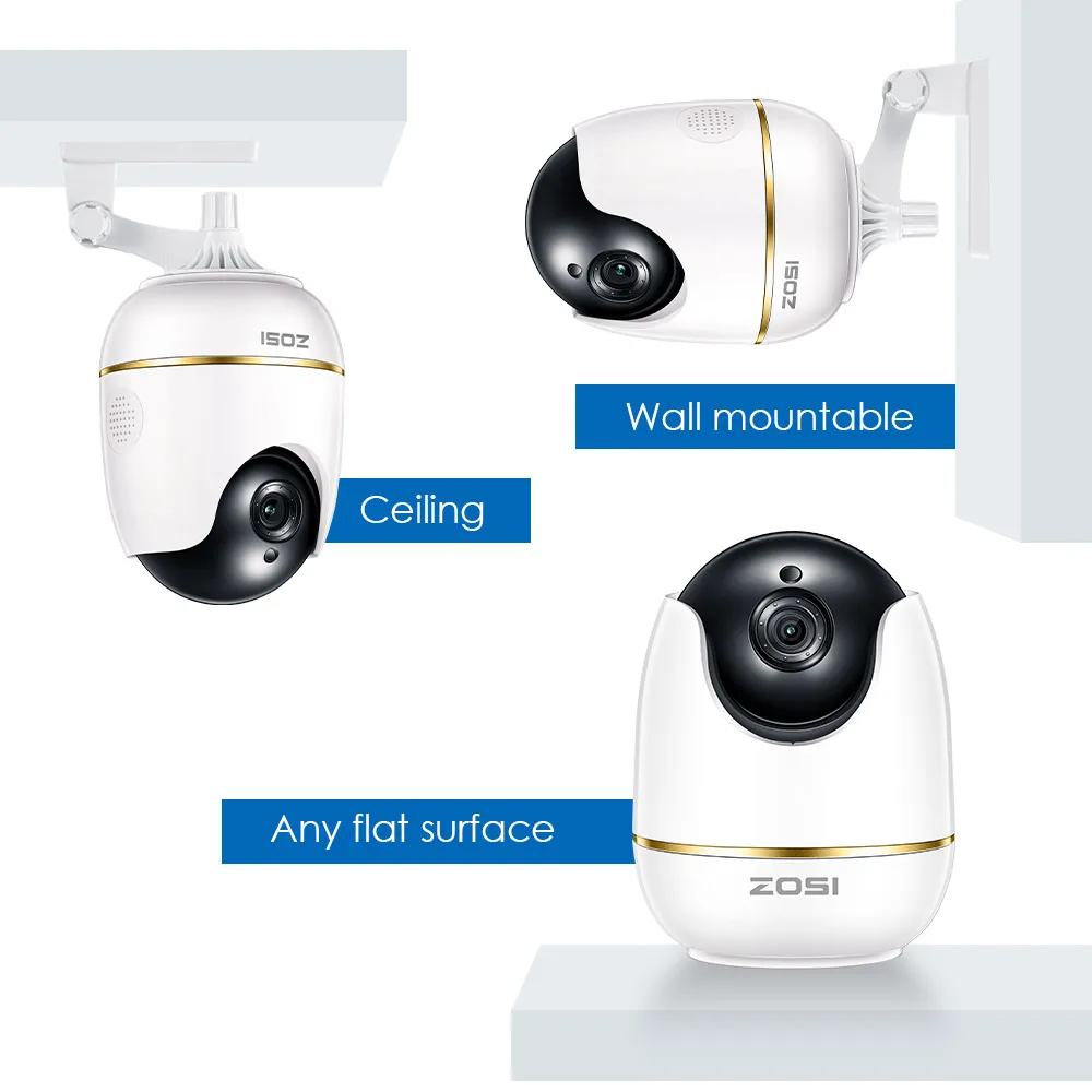 ZOSI Wifi IP Camera 1080p Wireless Mini CCTV P2P Camera Baby Monitor Security P/T Micro SD Card Camera Smart Remote Control