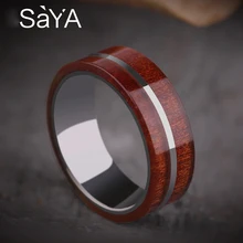 КоА деревянная инкрустация мужские вольфрамовые обручальные кольца с зеркальной полировкой Вольфрамовая полоса 7,5 мм кольца для помолвки мужчин
