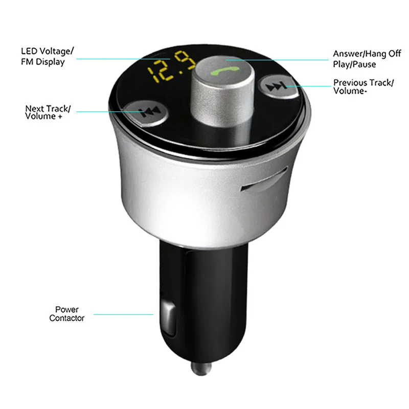 Беспроводной Bluetooth fm-передатчик для адаптер для автомобильного радио автомобильный комплект с громкой связи и 2 портами USB зарядное