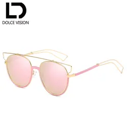 DOLCE видение бренда солнцезащитные очки Для женщин Мода Дизайн негабаритных розовый зеркало линзы солнцезащитные очки для Для женщин