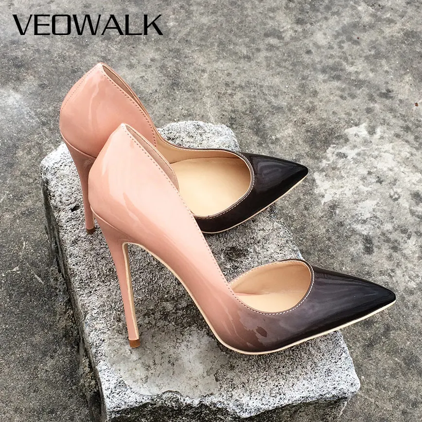 Veowalk Brand Gradient Colors Women Fashion D'Orsay High Heels Elegant Ladies Pointed Toe Evening Dress Stilettos Pumps Shoes