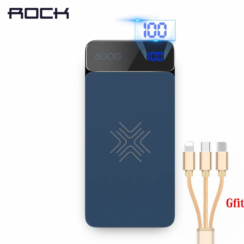 ROCK Wireless Charging External Battery PowerBank 8000mah LCD Wireless Charger Power Bank For iPhone X Xr Xs Max (Send Gift) ROCK Wireless Charging External Battery PowerBank 8000mah LCD Wireless Charger Power Bank For iPhone X Xr Xs Max (Send Gift)