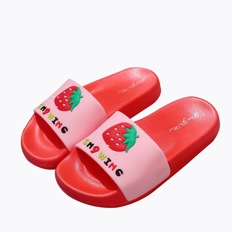 

2019 new children's slippers girls red pink slippers children's bare feet cartoon fruit swimming children's summer beach shoes