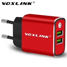 

VOXLINK 2 Ports Aluminum Alloy USB Charger Max 5V 3.1A Wall/Travel Charger Red/Gray EU Plug For iPhone iPad Samsung Mobile Phone