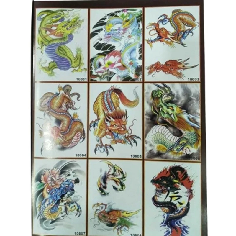 New Tattoo Manuscripts Dragon Figure Full Back Tatoo Books Pattern China Drawing Head Over Shoulder Book Tattoos Manuscript Sale 50pcs yellow book scrapbooking albums menus corner protectors metal corners for books pattern carved