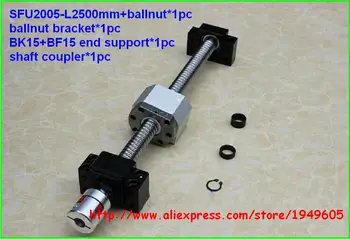 

RM2005 Ballscrew SFU2005 2500mm Ball screw + BK/BF15 End Support + 2005 ballnut bracket + 8x12mm Flexible Shaft Coupling