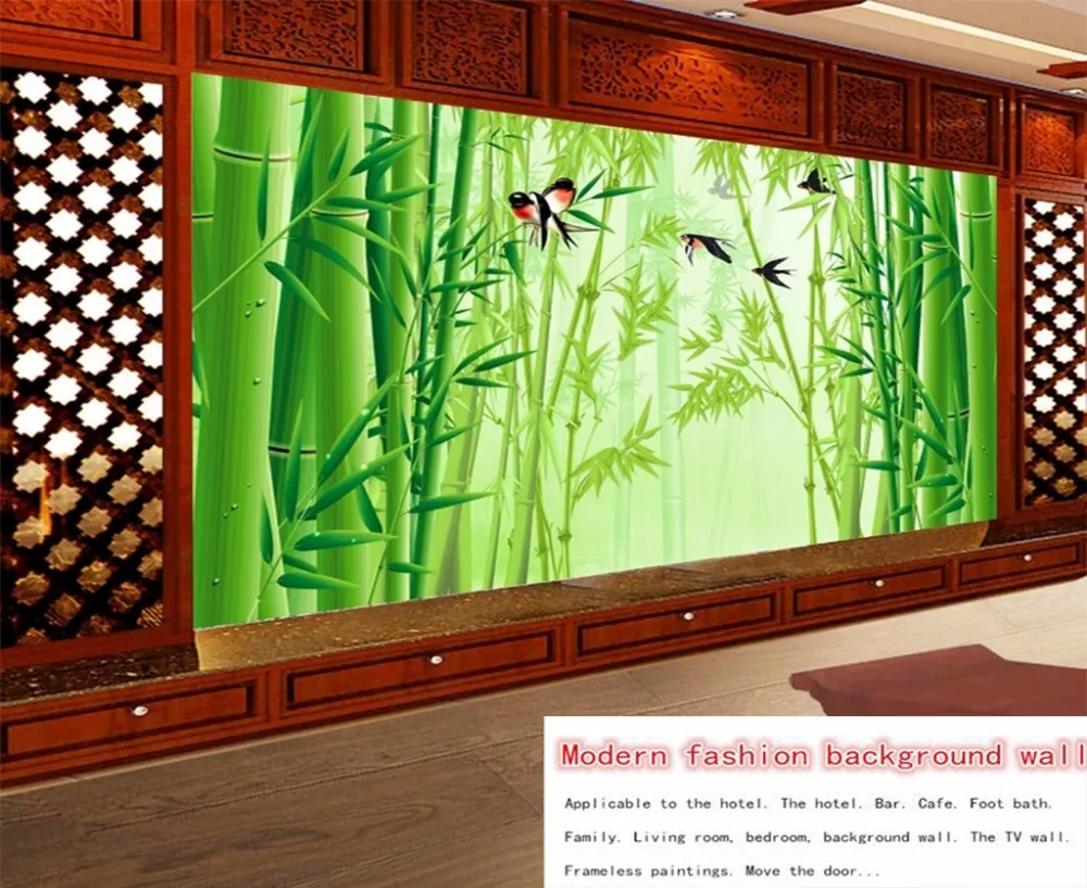 

Custom 3d Mural Wallpap Spring Yan Bamboo Scenery TV Background Wall Painting Wallpaper