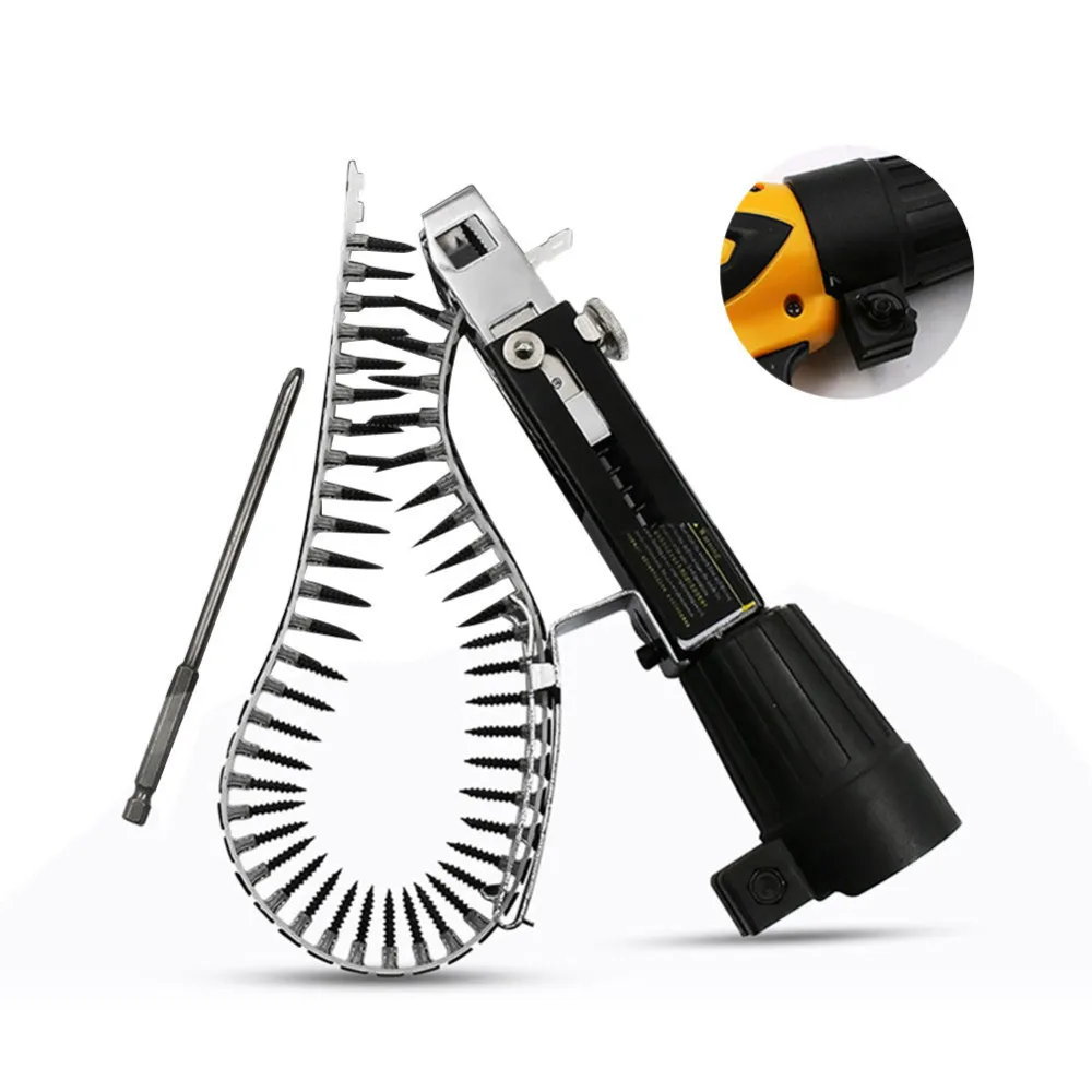 

Multifunctional Automatic Household Tools Set Handheld Electric Drill Nozzle Adapter Nail Exit Bracket And Chain Nails Kit