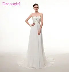Роскошные Vestido De Noiva 2019 пляжные свадебные платья трапециевидной формы Милая шифон Кристаллы бисером свадебное платье в богемном стиле