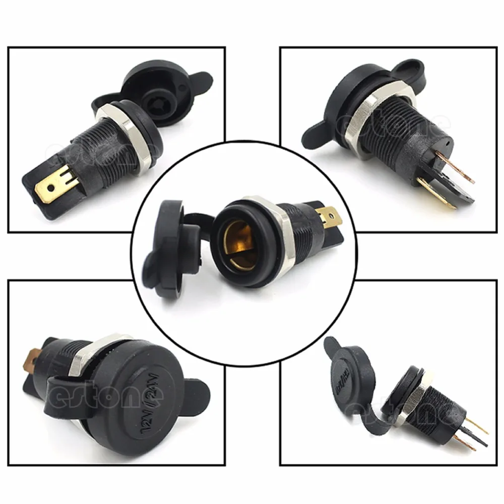 

1PC Universal Fitment Black 12V Cigarette Lighter Power Socket Plug Outlet Cars Motorcycle Motorbike
