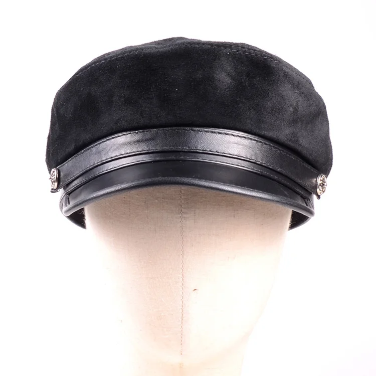 Women's Ladies Real Suede leather Flat Cap Beret Newsboy Army/Navy