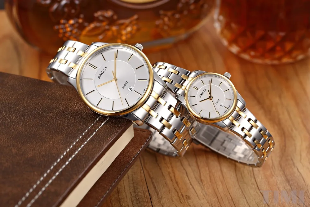 AMICA Роскошные Брендовые мужские s новые модные полностью Стальные кварцевые часы мужские наручные часы для влюбленных мужские часы A10