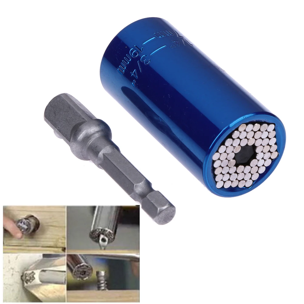 1 Set Multi Function Ratchet Universal Socket Wrench 7 19mm Power Drill Adapter Car Hand Tools
