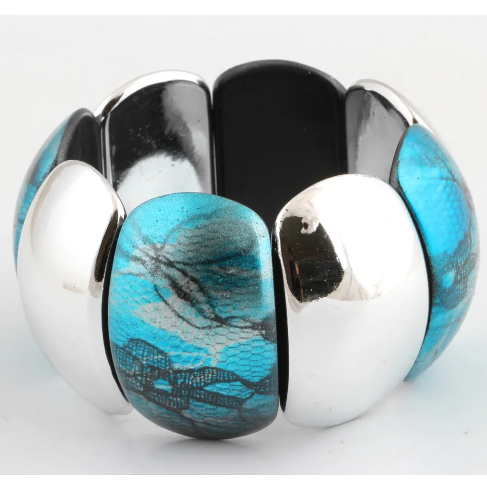 

New Fashion Bracelets Candy Color Resin Beads Elastic Stretch Bracelet Bangles for women