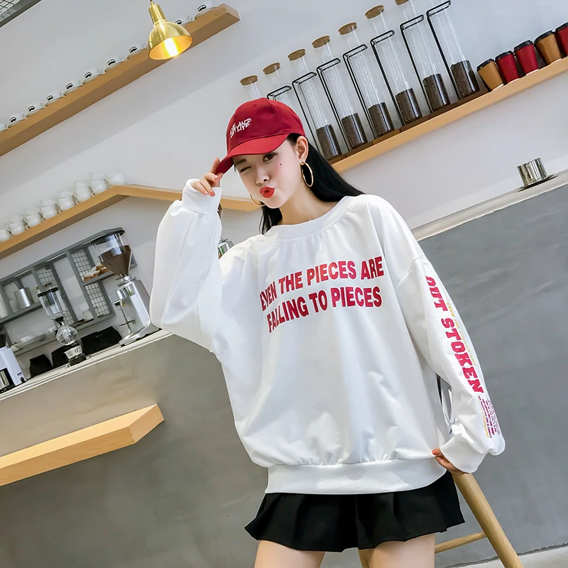 

Women Hoodies Sweatshirts Fashion Long Sleeve Korean Loose Letter Print Pullover Female Harajuku Sudadera Mujer Casual Clothing