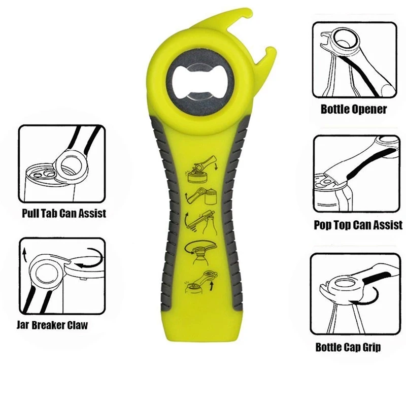 

King Sea 5 in 1 Jar and Can Opener Bottle Gripper Tool All-In-One Multi-Function Stainless Steel Blade for Weak Hands