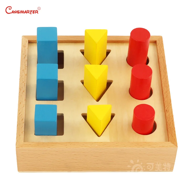  Sensory Toys Montessori Geometric Block Cylinder Beechwood Educational Teaching Toys 3-6 Year Baby  - 33036848635