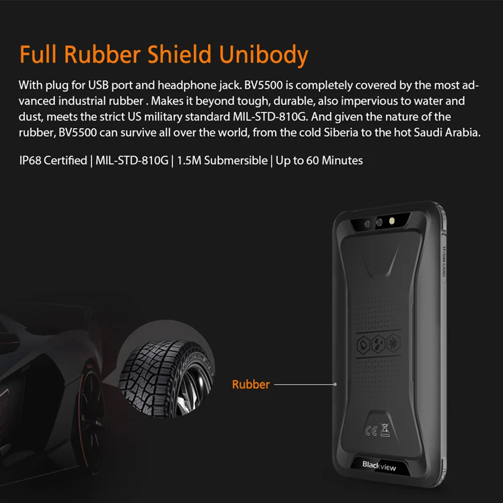 Смартфон Blackview BV5500 5 дюйма 18:9 Android 8 1 IP68 2 + 16 ГБ 4400 мАч|Смартфоны| |