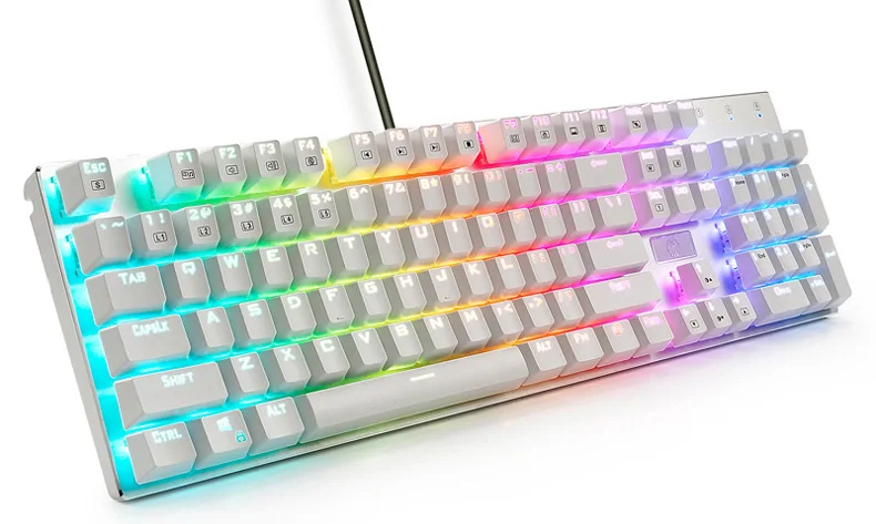 Механическая клавиатура с RGB подсветкой, USB Проводная компьютерная эргономичная игровая клавиатура для ПК, настольный компьютер, синий, коричневый, красный переключатель, русский язык