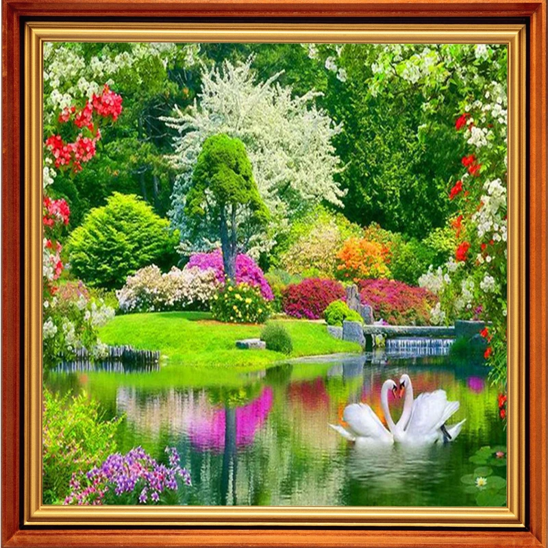 

Diamond Embroidery Of Swans Diy Diamond Painting Pictures Of Crystals Swan Lake Embroidery Ribbons Pictures By Numbers Mosaic