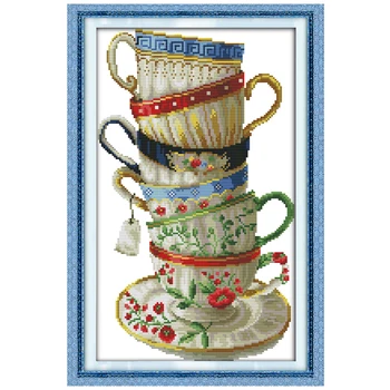 

Elegant Coffee Cup Counted Cross Stitch Cross Stitch Sets Chinese Cross-stitch Kits for Embroidery Needlework