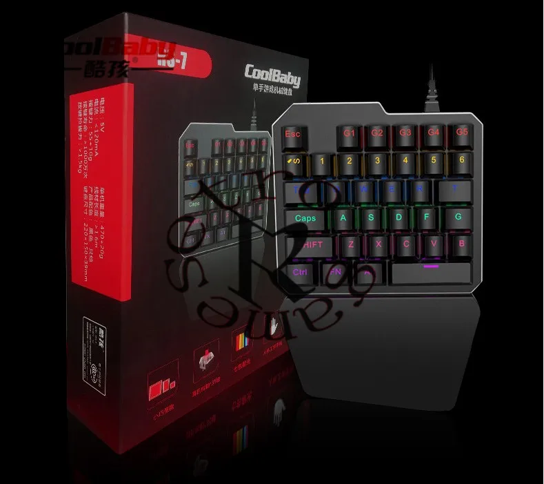 coolbaby RS-7 7 Colors LED 35 keys Backlight Single Hand Professional Gaming Keyboard USB Wired Anti-Ghosting For Game | Электроника