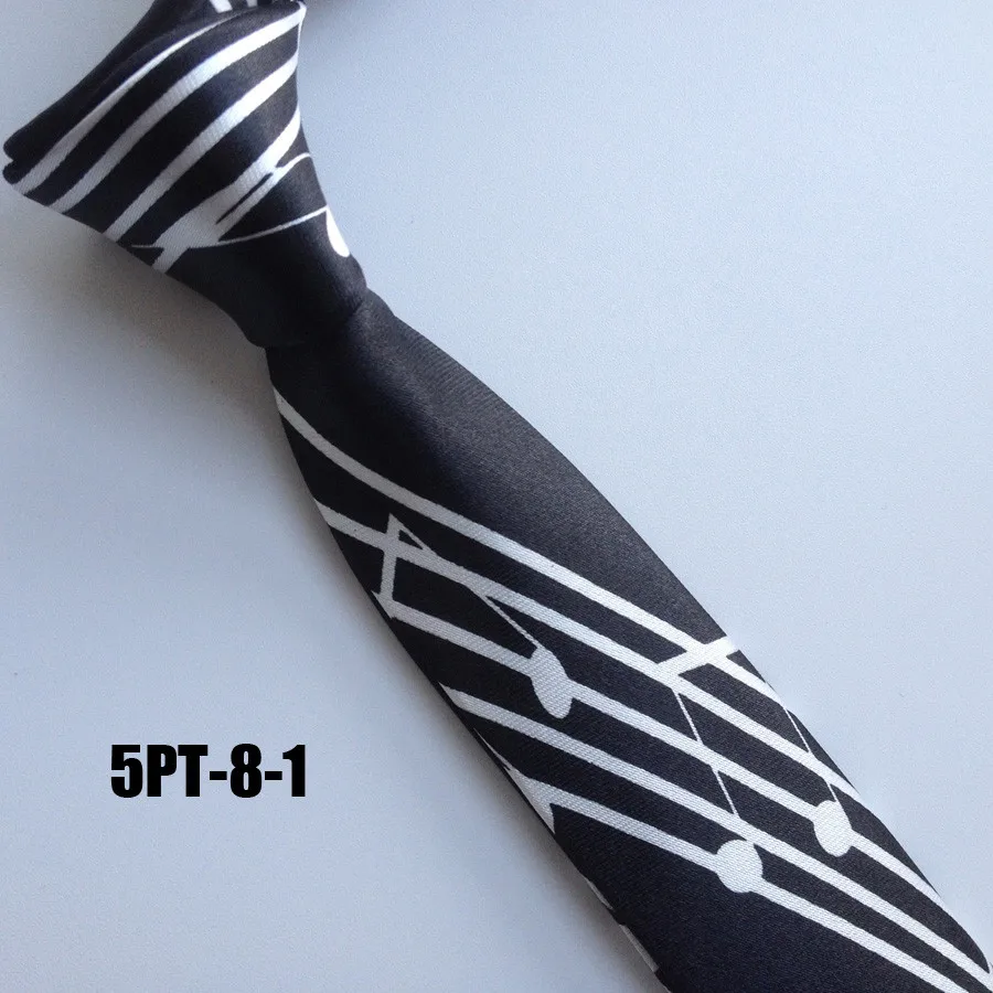 5 см галстук музыкальный нот галстук черный с белым g-clef Gravata в середине