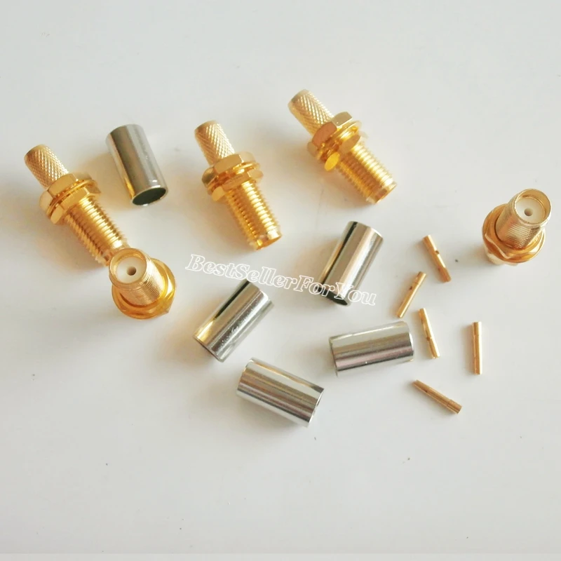 10 шт. SMA разъем Jack переборки обжимной для RG58 LMR195 RG142 кабель Goldplated ptfe