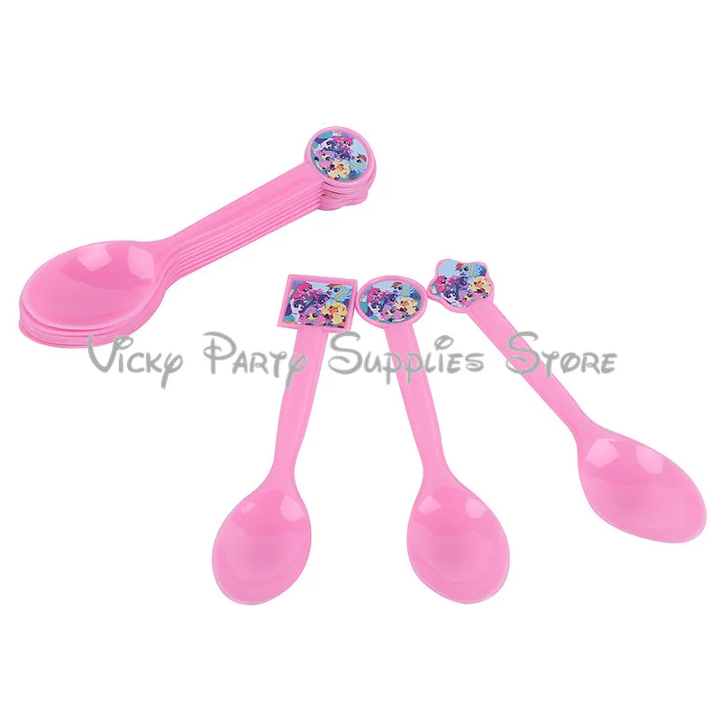 

10pcs/lot My Little Pony Party Disposable Spoon Plastic Spoon Birthday Baby Shower Theme Party Spoon Party Tableware Supplies