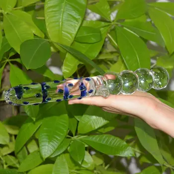 28cm Double heads glass dildo Pyrex Big Huge glass dildos Crystal anal butt plugs Anal beads fake penis Sex Toy 4