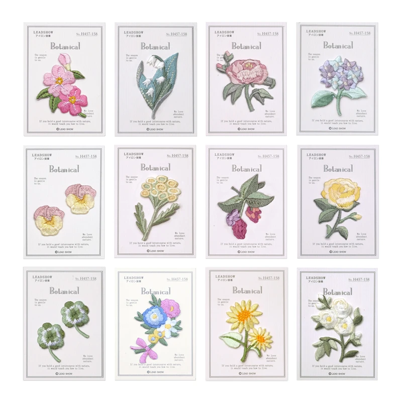 

1PC many flowers Patches fabric Clothing Embroidery Iron On patches Applique Clothes Quality plants sticker DIY Applique