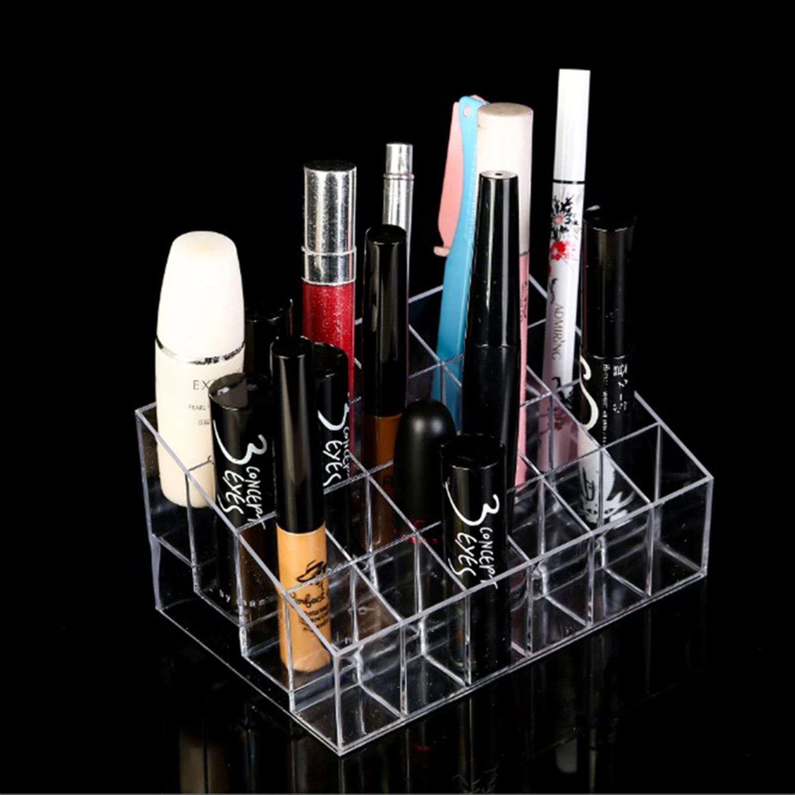 

24 Lipstick Holder Display Stand Clear Acrylic Cosmetic Mascara Makeup Case Sundry Storage Make Up Organizer Organizador Tool