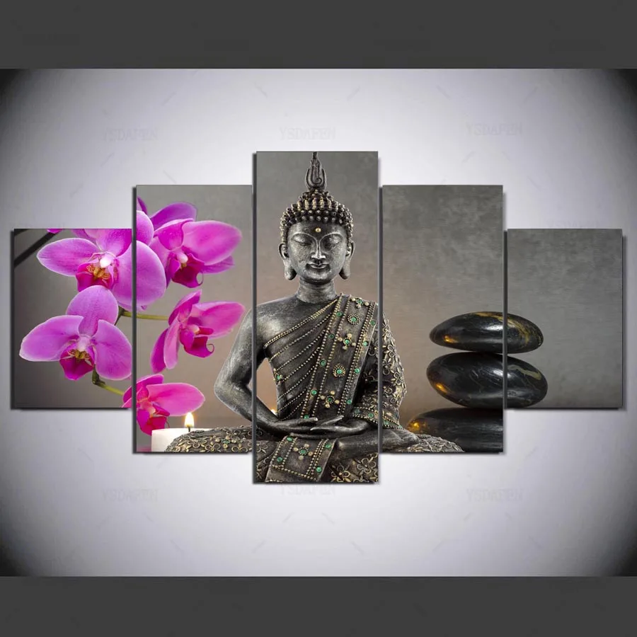 YSDAFEN 5 panel HD printed painting japanese zen garden canvas home