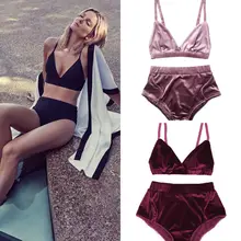 Женский винтажный бюстгальтер пуш-ап с глубоким v-образным вырезом, комплект нижнего белья из замши