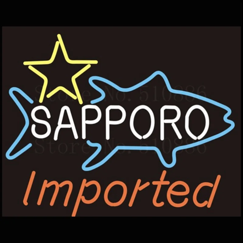 

Sapporo Import Neon Sign Lamp Fairy lights real glass Neon sign Boards Neon Sign Beer Bar Pub Arts Craft custom LOGO Sign 17X14