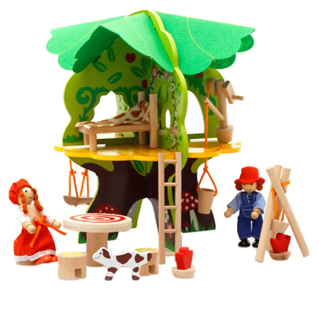 Деревянный домик на дереве вилла кукольный домик 3D головоломка рука-глаз координации развивающие игрушки подарок на день рождения для
