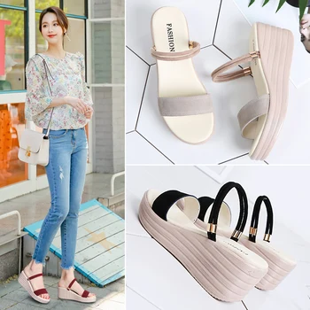 

TKN fashion women sandals leather suede wedges thick heel flat sandals gladiator sandals ladies original platform sandals 555