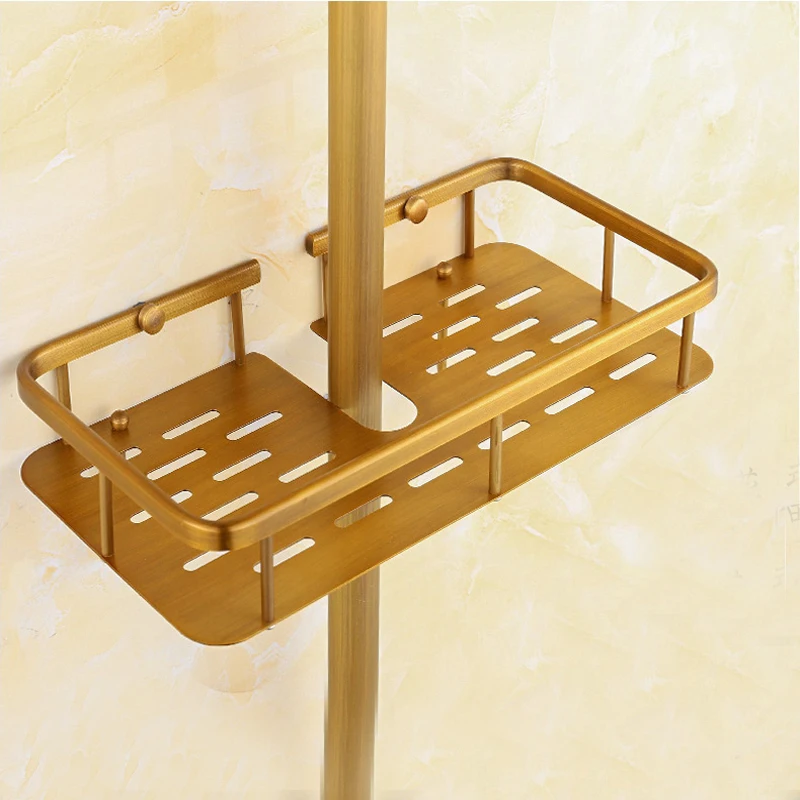 Antique Brass Bathroom Shower Shelf Storage Holder Square Shower