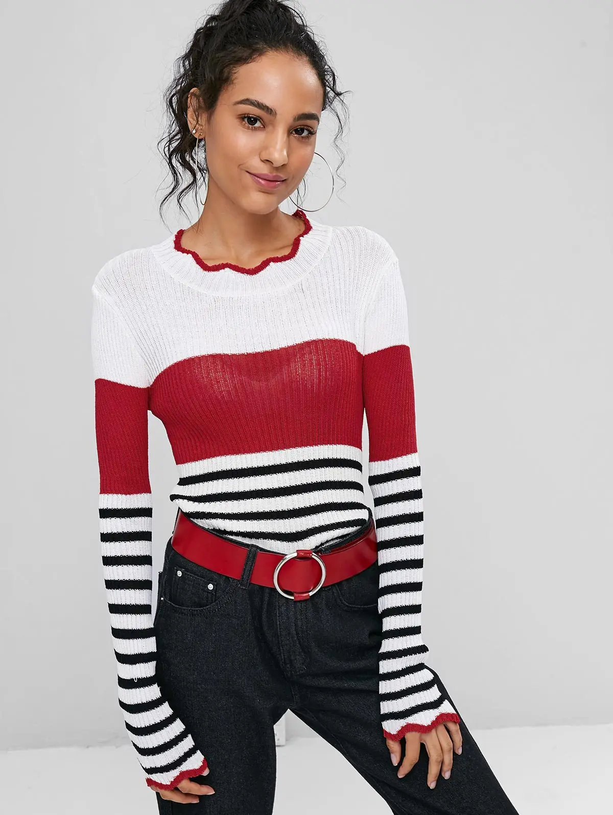 Черно Красный Свитер В Полоску Купить