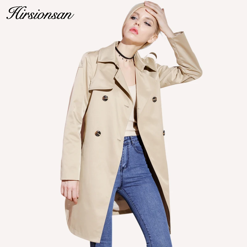 Trench Coat for Women khaki Elegant Double Breasted Spring Coats High