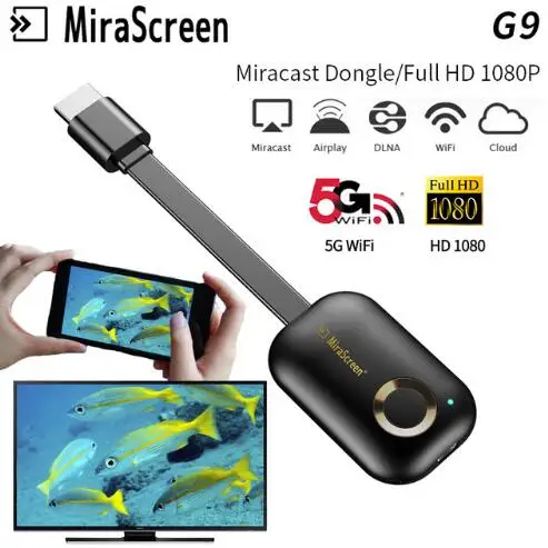 Mira экран G9 Plus 2,4G 5G 4K беспроводной HDMI Android Tv Stick Miracast Airplay приемник Wifi ключ зеркальный экран хромированный литой